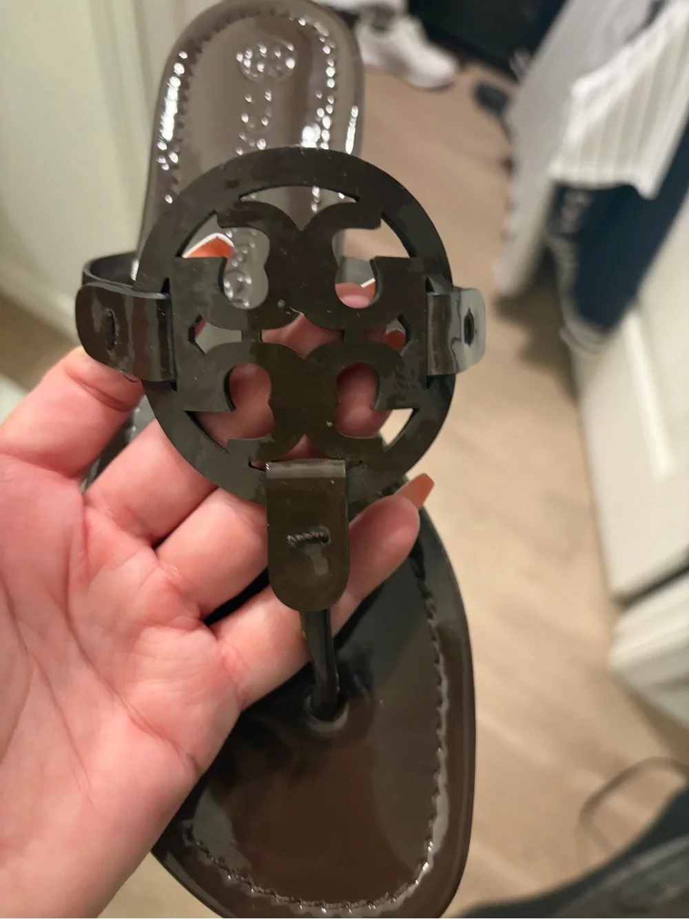 Tory Burch Cocoa Patented Logo Thong Sandals